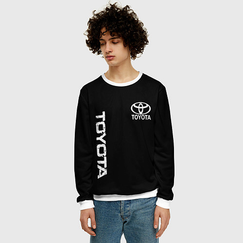 Мужской свитшот Toyota logo white steel / 3D-Белый – фото 3