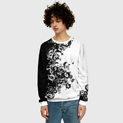 Свитшот мужской Чёрно белый стильный узор, цвет: 3D-белый — фото 2