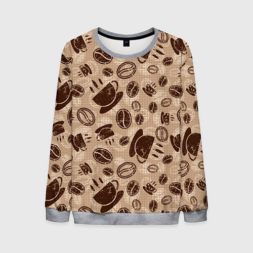 Мужской свитшот Кофейный узор / 3D-Меланж – фото 1