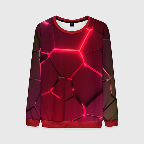 Мужской свитшот Маджента неоновые плиты в разломе / 3D-Красный – фото 1