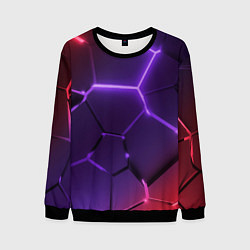 Мужской свитшот Красно-фиолетовые неоновые плиты в разломе