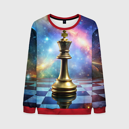 Мужской свитшот Золотой король - шахматы / 3D-Красный – фото 1