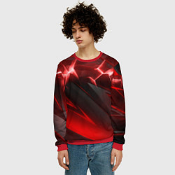 Свитшот мужской Яркая красная объемная абстракция, цвет: 3D-красный — фото 2