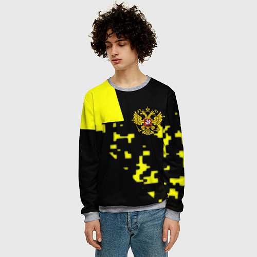 Мужской свитшот Россия имперский стиль пиксели / 3D-Меланж – фото 3