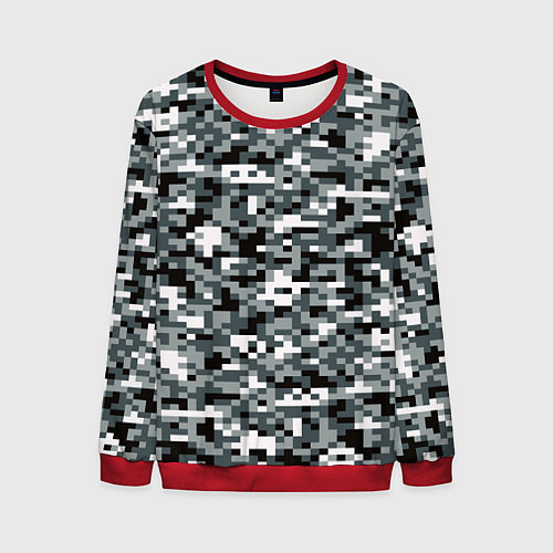 Мужской свитшот Камуфляжные пиксели текстура / 3D-Красный – фото 1