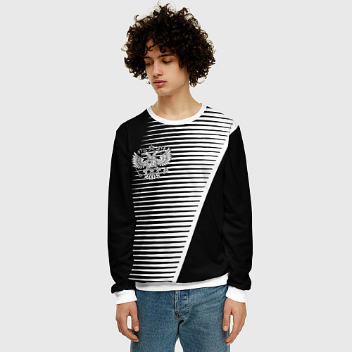 Мужской свитшот Герб текстура геомтерия / 3D-Белый – фото 3