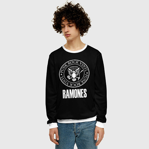 Мужской свитшот Ramones rock logo / 3D-Белый – фото 3