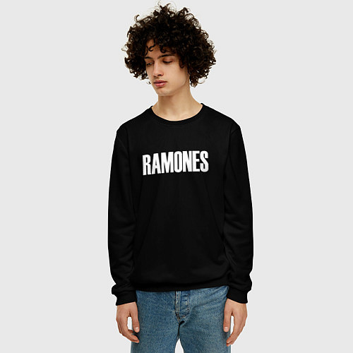 Мужской свитшот Ramones white logo / 3D-Черный – фото 3