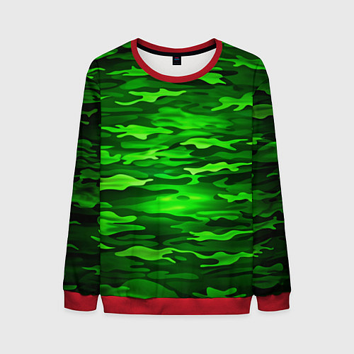 Мужской свитшот Зелёные водоросли-камуфляж / 3D-Красный – фото 1