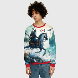 Свитшот мужской Японский конный самурай - призрак Цусимы, цвет: 3D-красный — фото 2