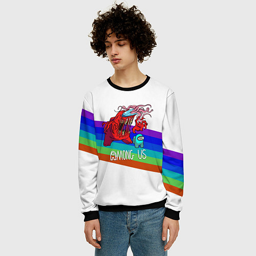 Мужской свитшот Among us colors line монстр / 3D-Черный – фото 3