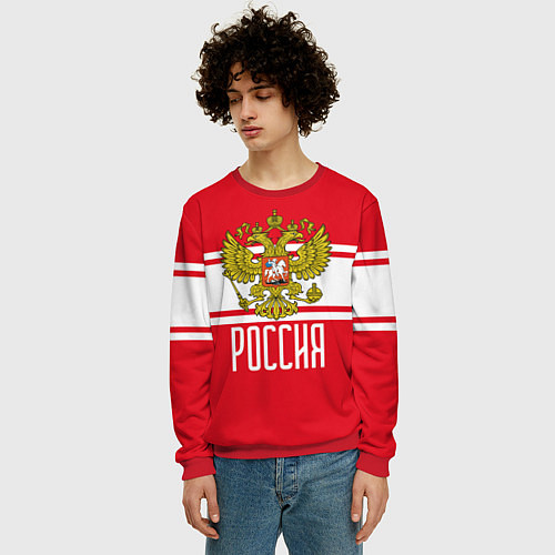 Мужской свитшот Герб Российской Федерации / 3D-Красный – фото 3