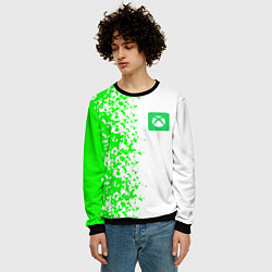 Свитшот мужской Xbox кислотные зеленые краски, цвет: 3D-черный — фото 2