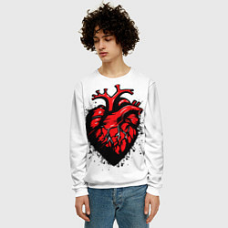 Свитшот мужской Черно-красное сердце настоящее, цвет: 3D-белый — фото 2