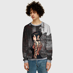Свитшот мужской Татуированная брюнетка, цвет: 3D-меланж — фото 2