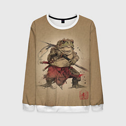 Свитшот мужской Жаба самурай - каллиграфия, цвет: 3D-белый