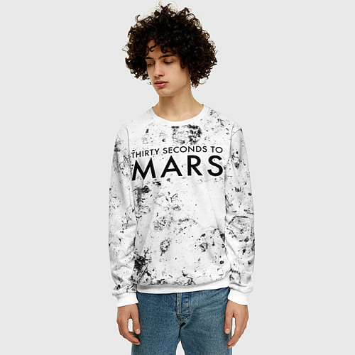 Мужской свитшот Thirty Seconds to Mars dirty ice / 3D-Белый – фото 3