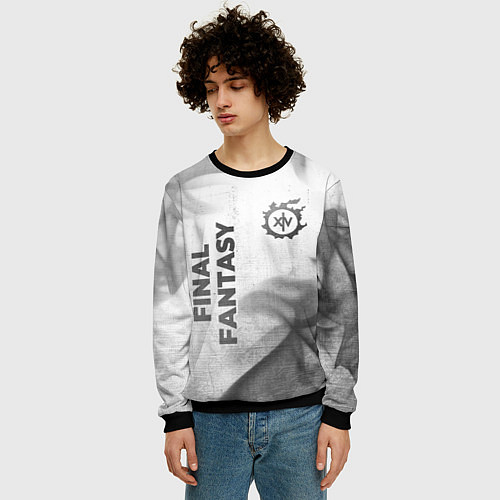Мужской свитшот Final Fantasy - white gradient вертикально / 3D-Черный – фото 3