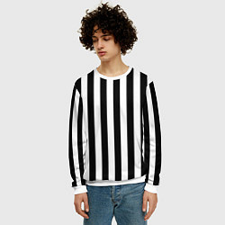 Свитшот мужской Вертикальные черно белые полосы, цвет: 3D-белый — фото 2