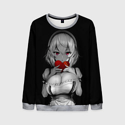 Свитшот мужской Аниме девушка с сердцем в руках, цвет: 3D-меланж