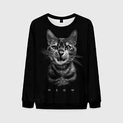 Свитшот мужской Cat meow black and white - big picture, цвет: 3D-черный