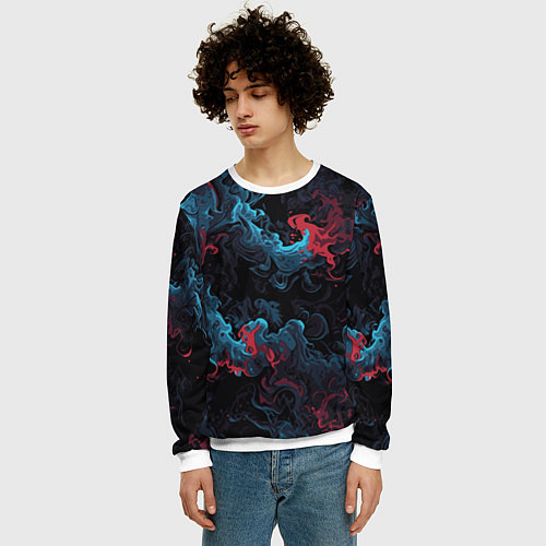 Мужской свитшот Цветные клубы дыма / 3D-Белый – фото 3