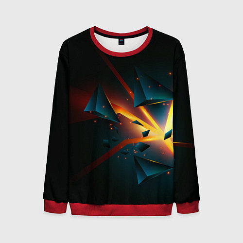 Мужской свитшот Разлом плиты - абстрактная расщелина / 3D-Красный – фото 1