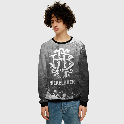 Мужской свитшот Nickelback - grey gradient / 3D-Черный – фото 3
