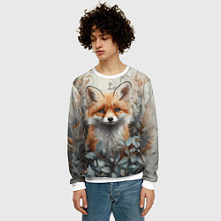 Свитшот мужской Грустный лисёнок, цвет: 3D-белый — фото 2