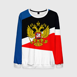 Свитшот мужской Спортивная геометрия герб, цвет: 3D-белый