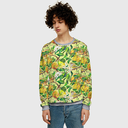 Мужской свитшот Птица на грушевом дереве / 3D-Меланж – фото 3