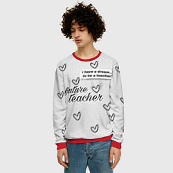 Свитшот мужской Надпись будущий учитель, цвет: 3D-красный — фото 2
