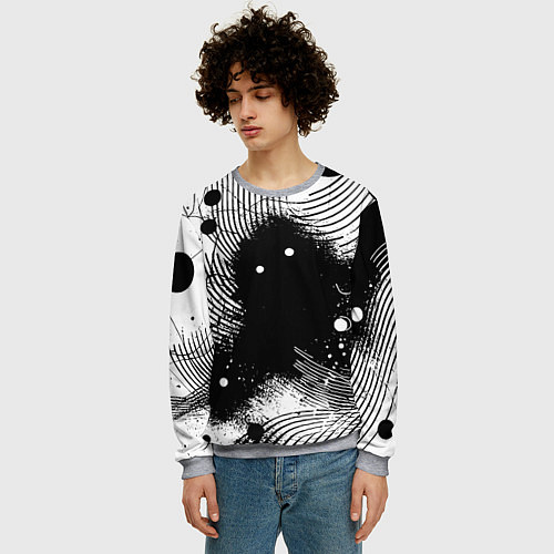 Мужской свитшот Призрак застигнутый врасплох - нейроарт / 3D-Меланж – фото 3