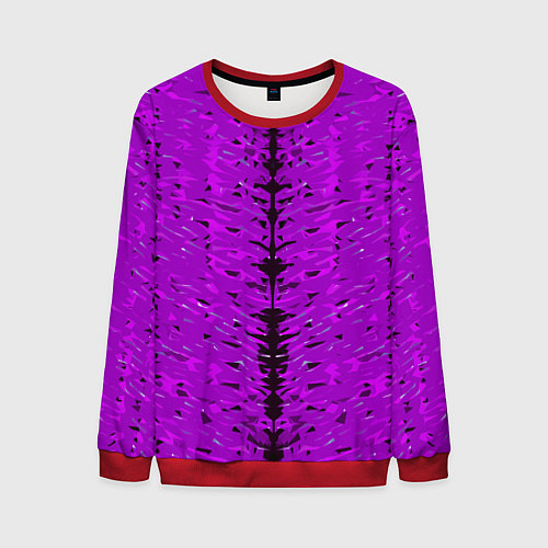 Мужской свитшот Чёрная вертикальная полоса на фиолетовом фоне / 3D-Красный – фото 1