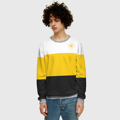 Мужской свитшот Сокрушу пред ним врагов его НИКА 2 желтая / 3D-Меланж – фото 3