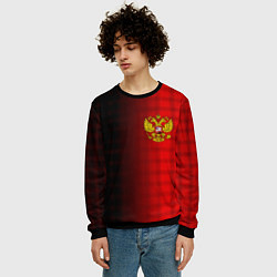 Свитшот мужской Герб РФ текстура красный, цвет: 3D-черный — фото 2