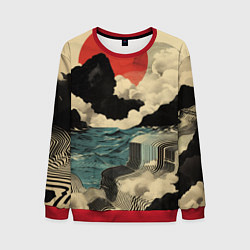 Свитшот мужской Ретро пейзаж в Японском стиле, цвет: 3D-красный