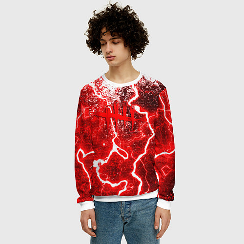 Мужской свитшот Dead by daylight молнии в красках / 3D-Белый – фото 3