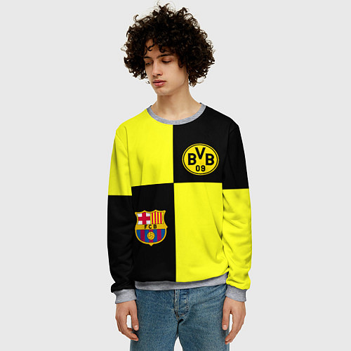Мужской свитшот Barcelona x Borussia / 3D-Меланж – фото 3