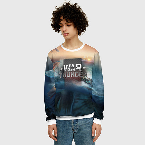 Мужской свитшот Warthunder морская битва / 3D-Белый – фото 3