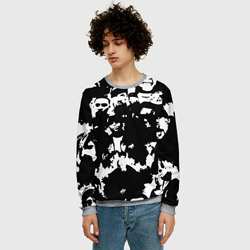 Мужской свитшот Все рэперы черно белый / 3D-Меланж – фото 3