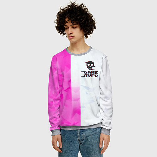 Мужской свитшот Game over pink abstraction / 3D-Меланж – фото 3