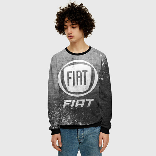 Мужской свитшот Fiat - grey gradient / 3D-Черный – фото 3