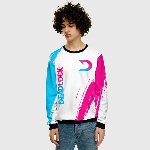 Мужской свитшот Deadlock neon gradient style вертикально / 3D-Черный – фото 3