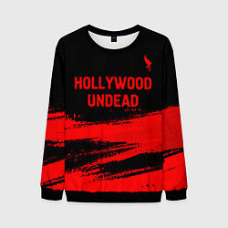 Свитшот мужской Hollywood Undead - red gradient посередине, цвет: 3D-черный