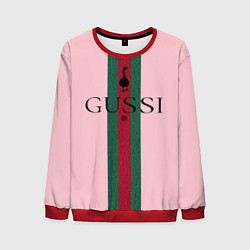 Свитшот мужской Гусси - зелено-красная полоса на розовом фоне, цвет: 3D-красный