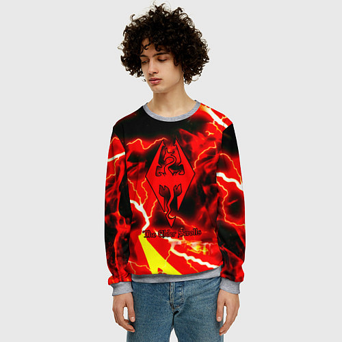 Мужской свитшот Skyrim red storm logo / 3D-Меланж – фото 3