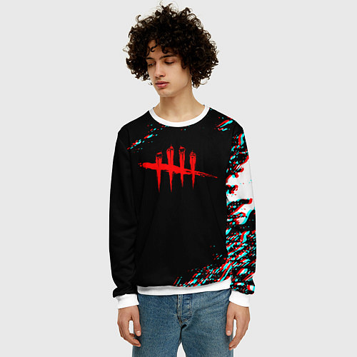 Мужской свитшот Dead by daylight глитч / 3D-Белый – фото 3