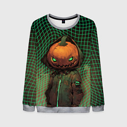 Свитшот мужской Тыквенный Джек в неоновой сетке, цвет: 3D-меланж
