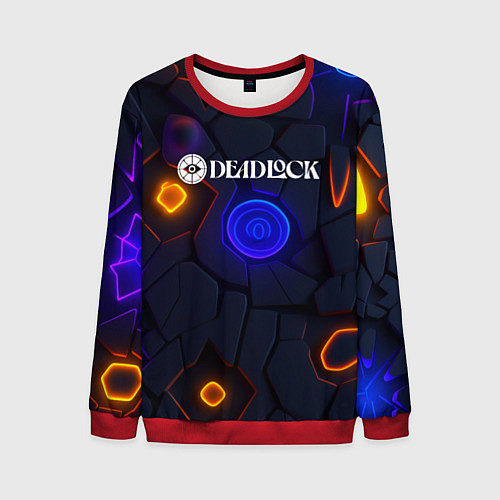 Мужской свитшот Deadlock logo текстурные плиты / 3D-Красный – фото 1